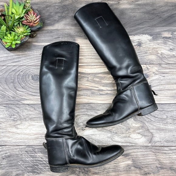 Marlborough Shoes - VTG Marlborough Equestrian Riding Tall Boots Black Leather 18” 1592LB UK 6.5
